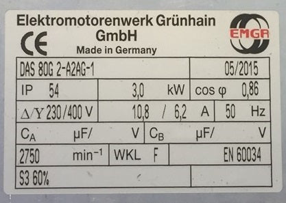 Motor 230/400V/3 3kW EMG (DISCONTINUED)